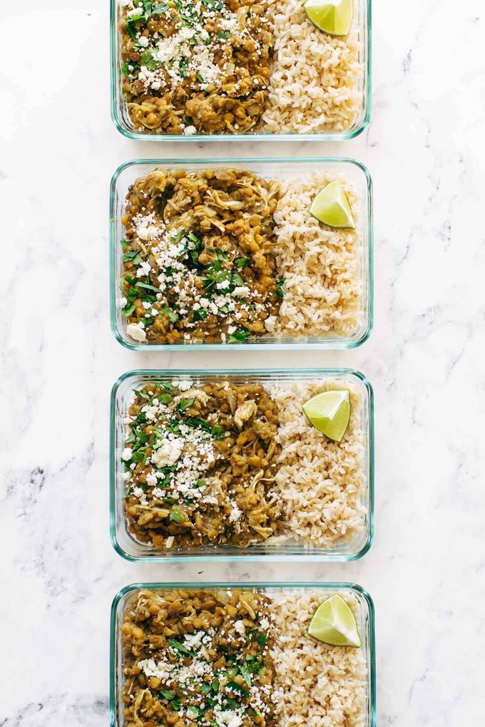 Cilantro Lime Chicken And Lentil Rice Bowls