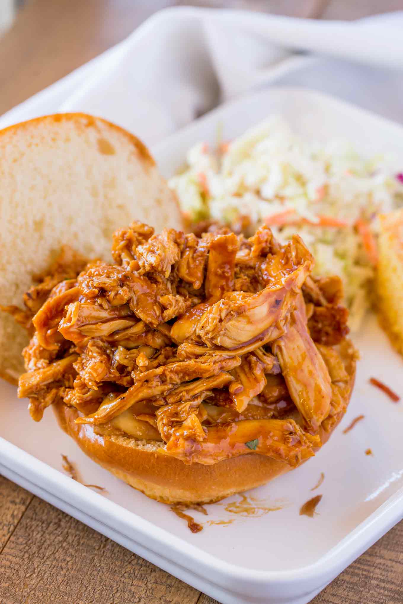 Easy pulled BBQ chicken.